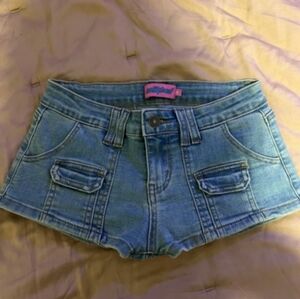 Edikted Cargo Pockets Denim Micro Shorts